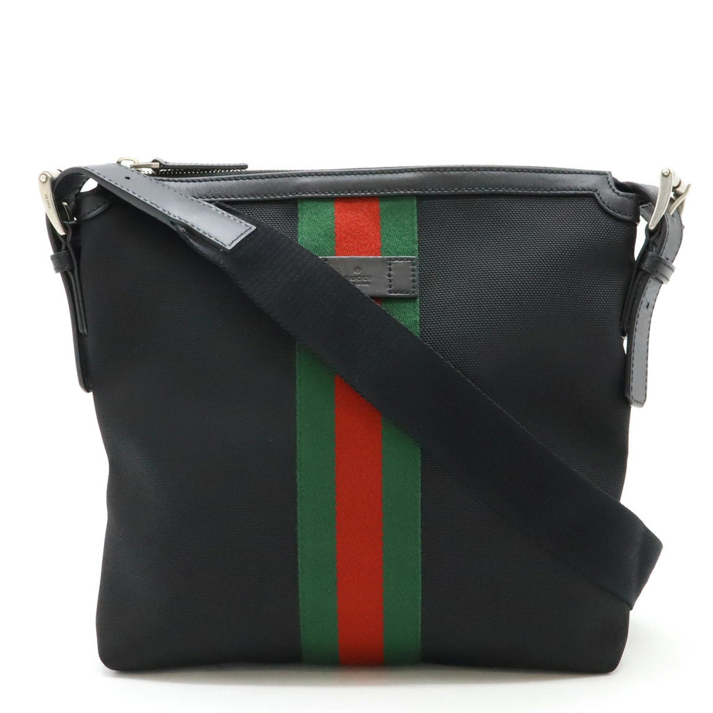 Gucci Web Sherry Crossbody Bag Canvas Black Green Red